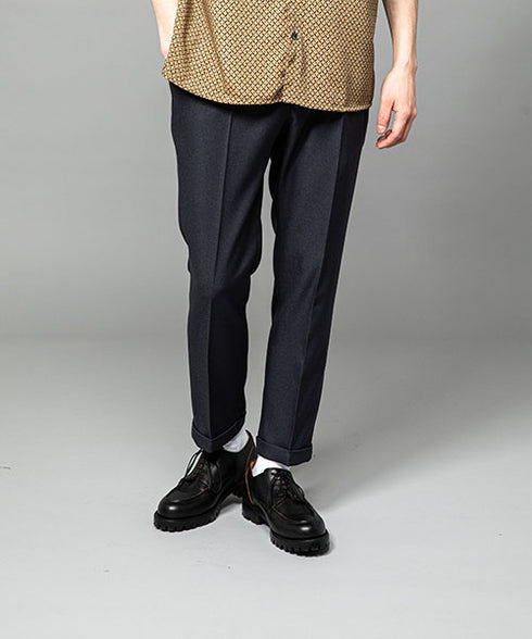 MR.OLIVE / RETORO POLYESTER TWILL / EASY ONE PLEATS STA-PREST TAPERED PANTS ミスターオリーブ/リラックスブッチャー / イージーワンプリーツテーパードパンツ